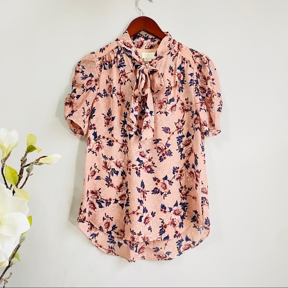 Kate Spade Prairie rose tie neck silk blouse - Picture 4 of 8